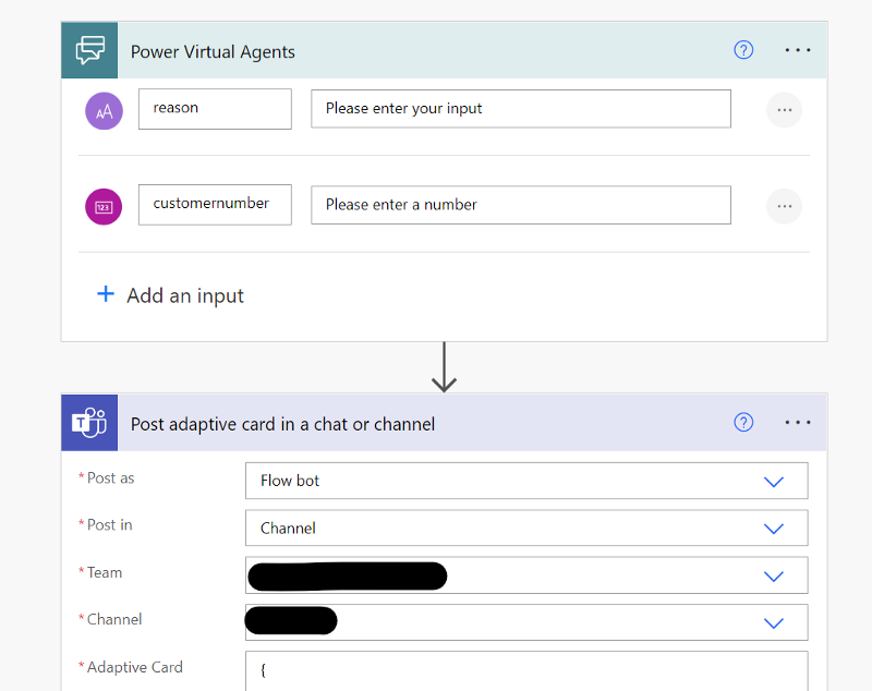 Figure 23: Add "Post adaptive card in a chat or channel" action