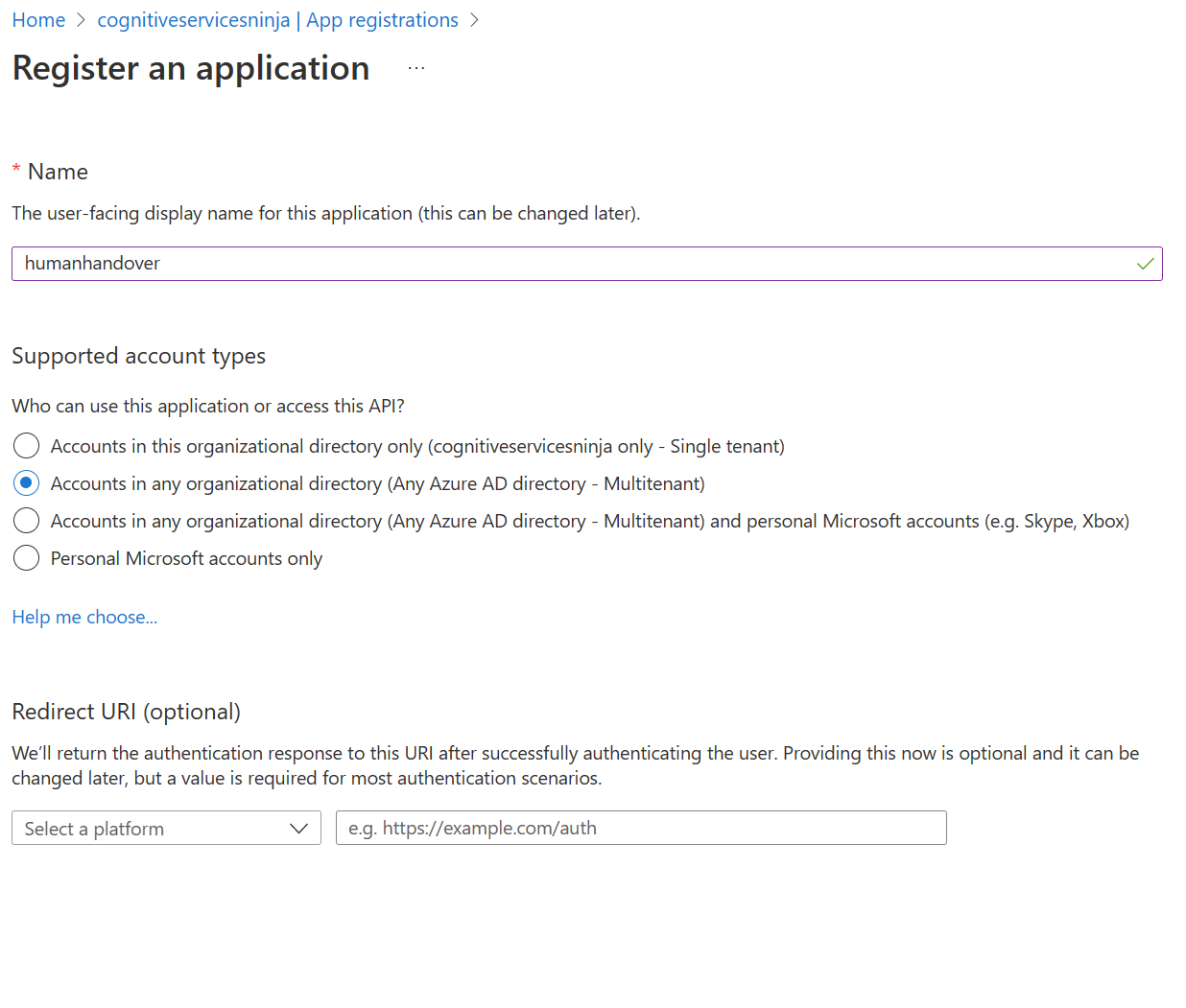 Figure 12: Configure App registration