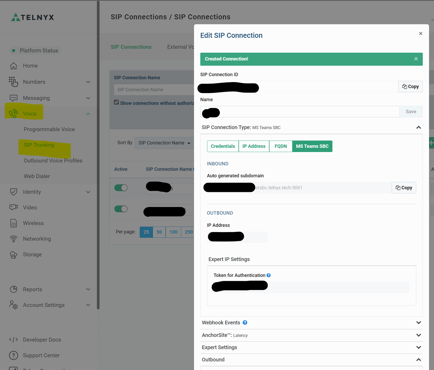 Figure 11: Create new SIP Connection