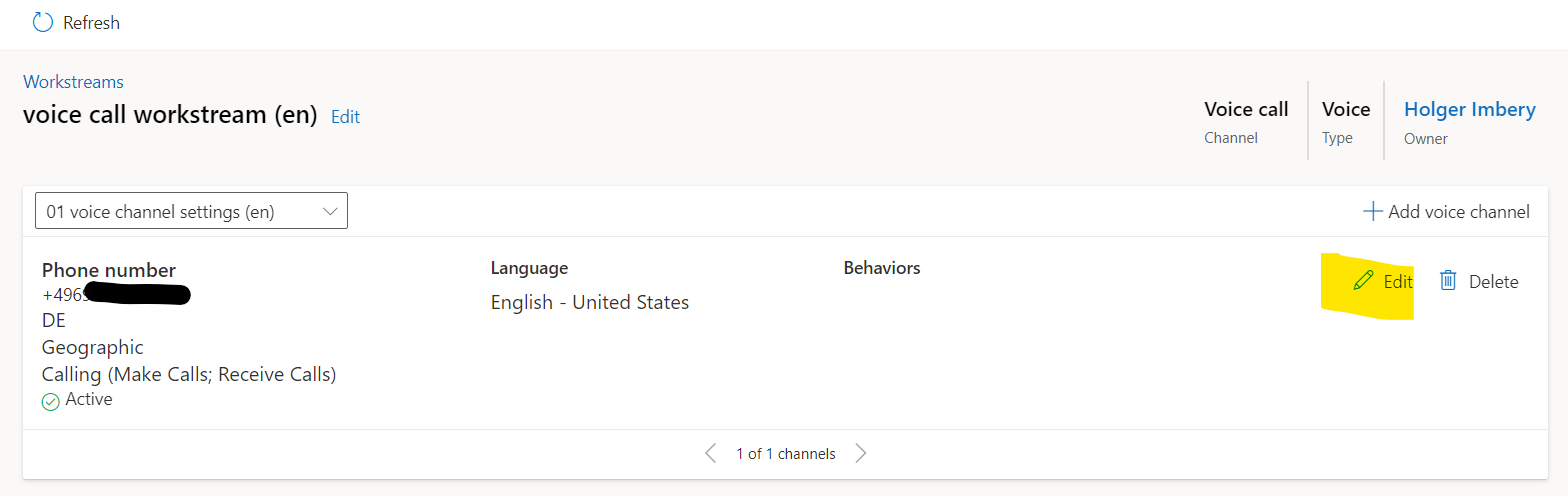 Figure 2: voice channel configuration